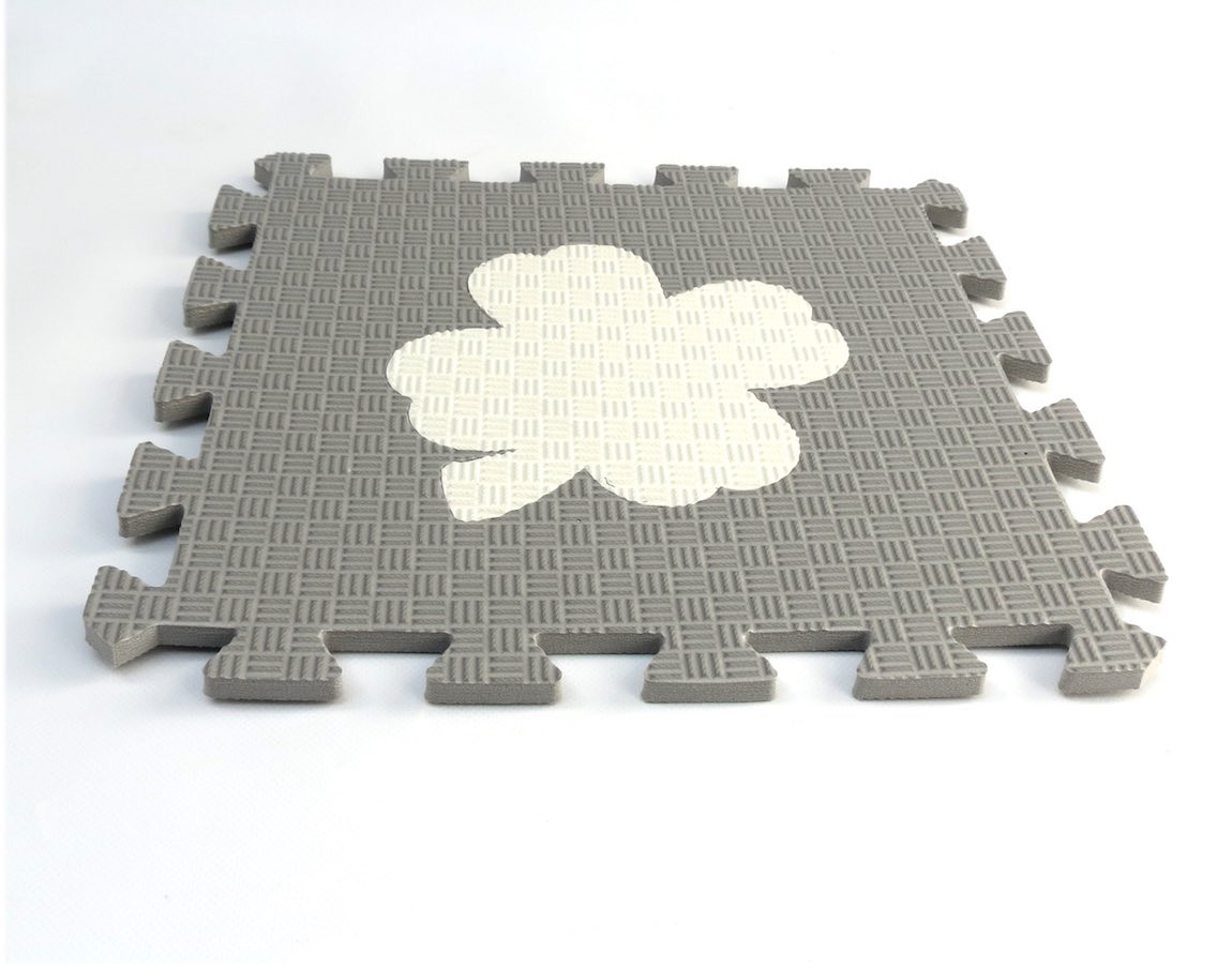 Toyformat Pěnový koberec MAXI EVA Čtyřlístek, II jakost - Šedo-bílá- 202587 2j