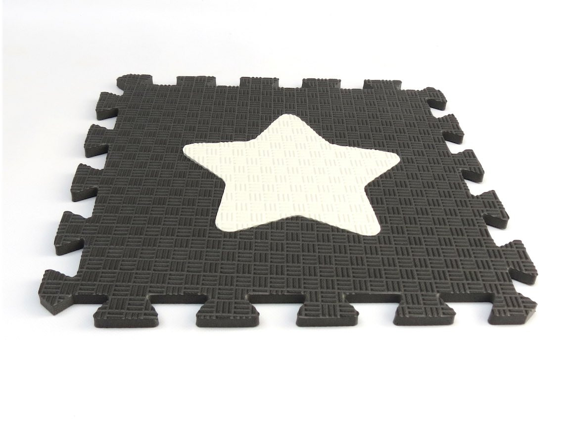 Toyformat Pěnový koberec MAXI EVA Hvězdička, II jakost - Černo-bílá- 202631 2j