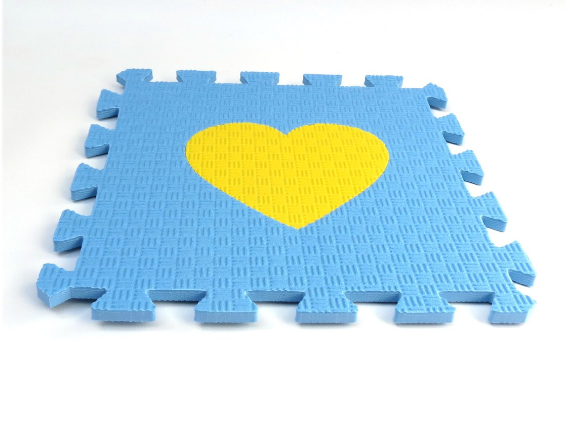 Toyformat Pěnový koberec MAXI EVA Srdíčko, II jakost - Modro-žlutá- 202624 2j